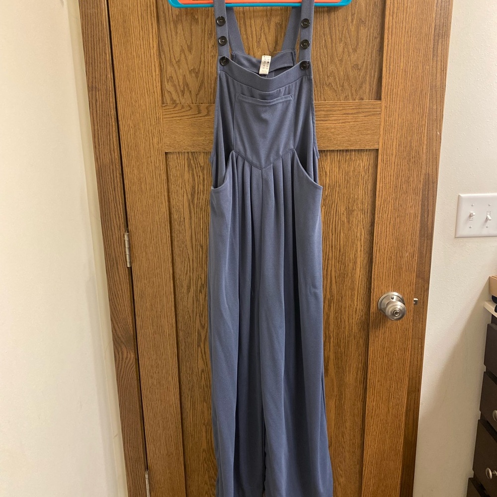 HALARA Blue Jumpsuit with Button Straps